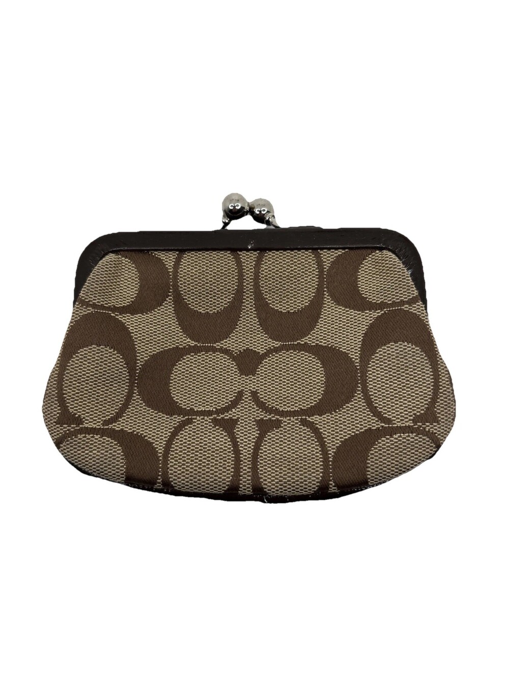 Vintage Coach Park Signature Jacquard Kisslock French Coin Wallet Purse Rare